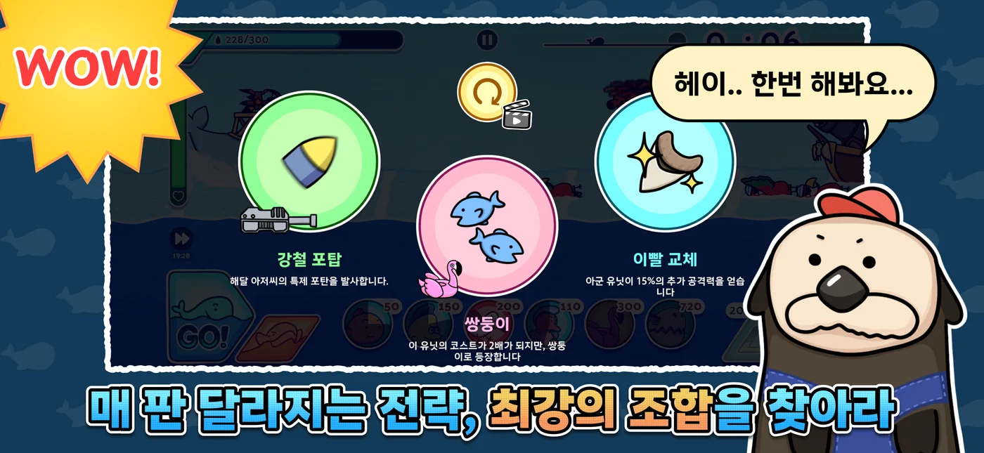 버블 카드 선택 화면